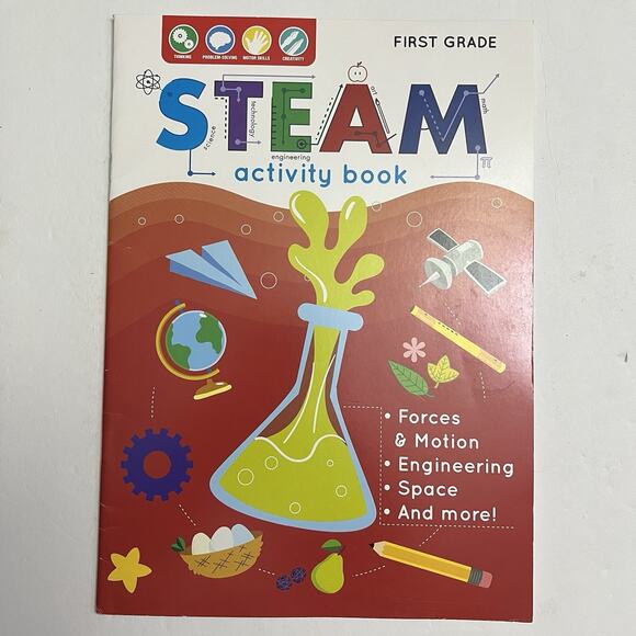 First Grade STEAM Activity Book Learning Fun Hands On Workbook Paperback - Picture 1 of 6